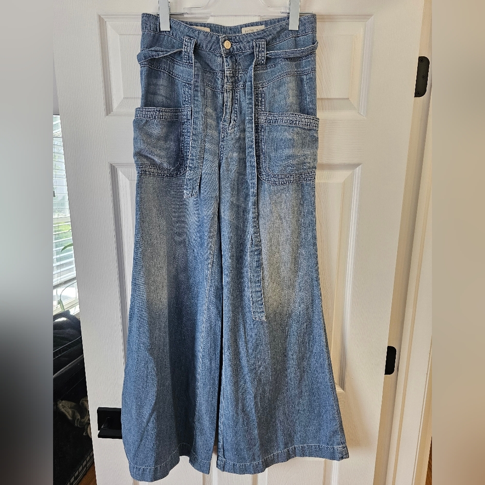 Anthropologie High Rise Flare Blue Jeans